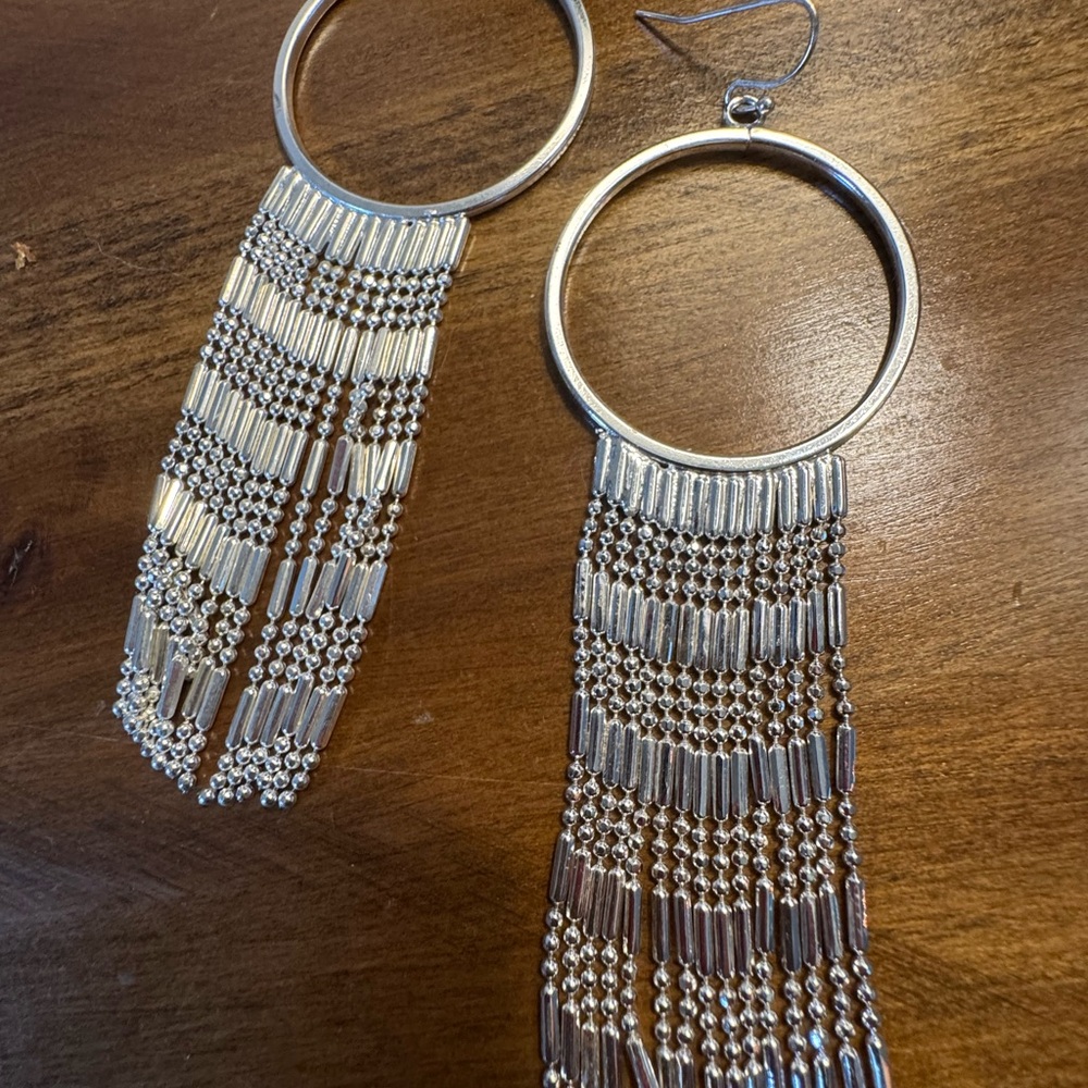 Silver Hoop Dangle Earrings